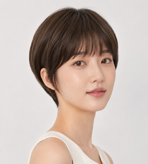 여성 정수리 커버가발 숏